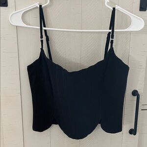 White Fox Black Corset Top